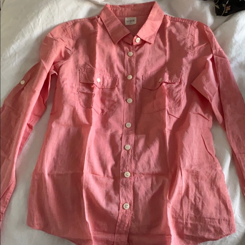 J Crew Button Down Shirt Coral Size Small